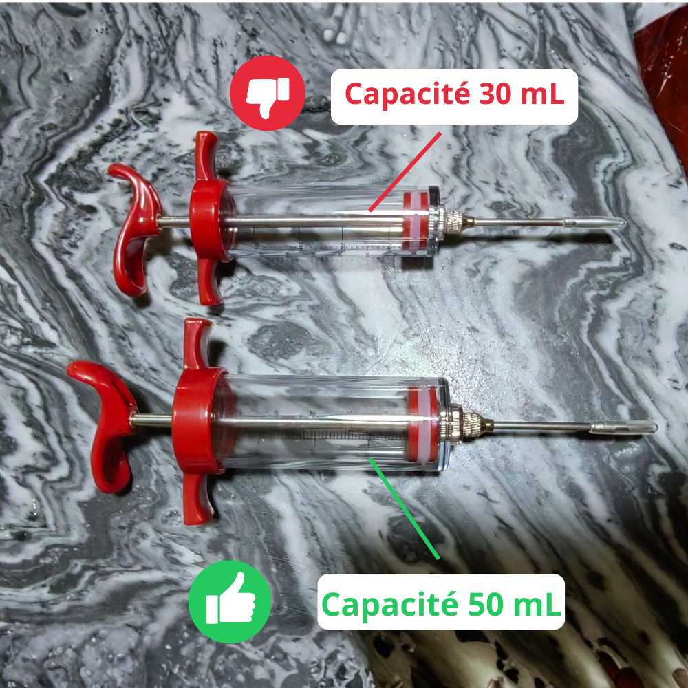 Kit Complet 5 pièces Injecteur de Marinade Grande Capacité 50 mL en Acier Inoxydable