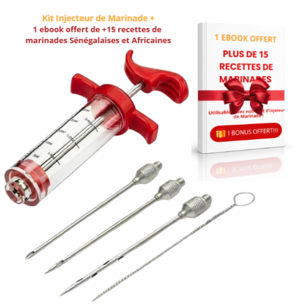 Kit Complet 5 pièces Injecteur de Marinade Grande Capacité 50 mL en Acier Inoxydable