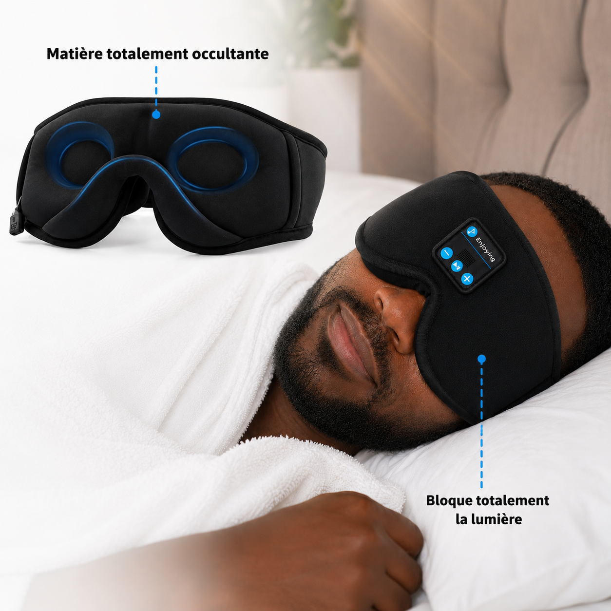 Masque de Sommeil 3D Confort avec Ecouteurs Bluetooth Intégrés