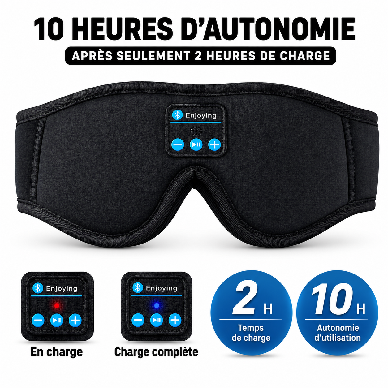 Masque de Sommeil 3D Confort avec Ecouteurs Bluetooth Intégrés