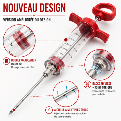 Kit Complet 5 pièces Injecteur de Marinade Grande Capacité 50 mL en Acier Inoxydable