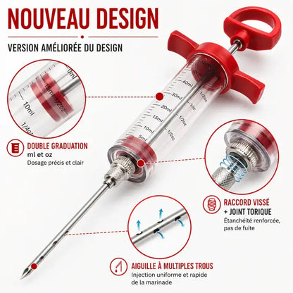 Kit Complet 5 pièces Injecteur de Marinade Grande Capacité 50 mL en Acier Inoxydable