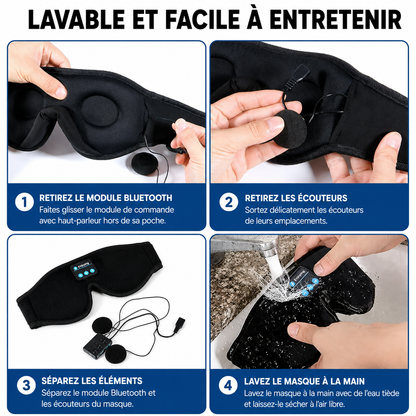 Masque de Sommeil 3D Confort avec Ecouteurs Bluetooth Intégrés