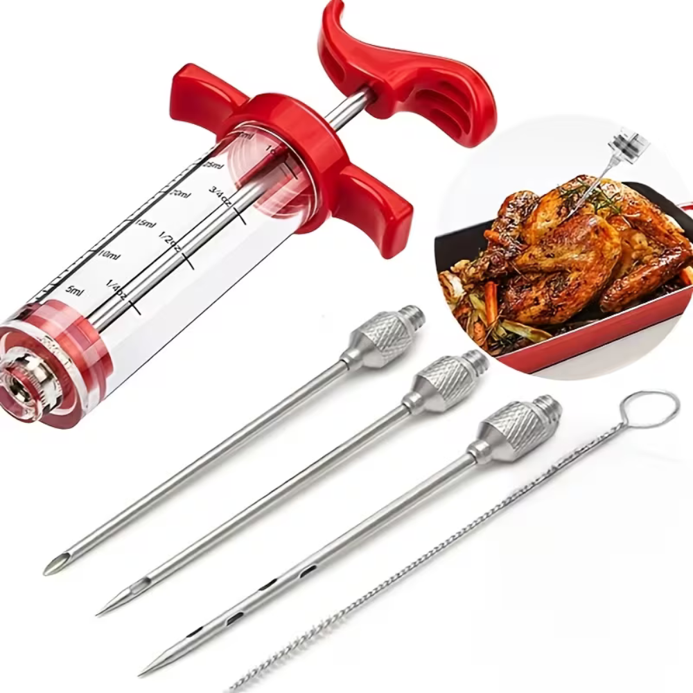 Kit Complet 5 pièces Injecteur de Marinade Grande Capacité 50 mL en Acier Inoxydable