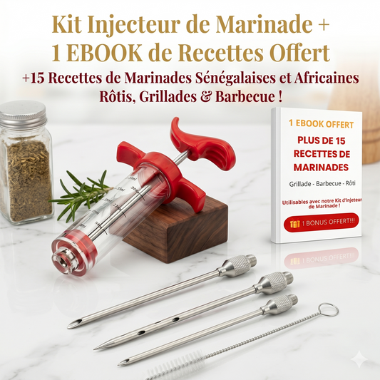 Kit Complet 5 pièces Injecteur de Marinade Grande Capacité 50 mL en Acier Inoxydable